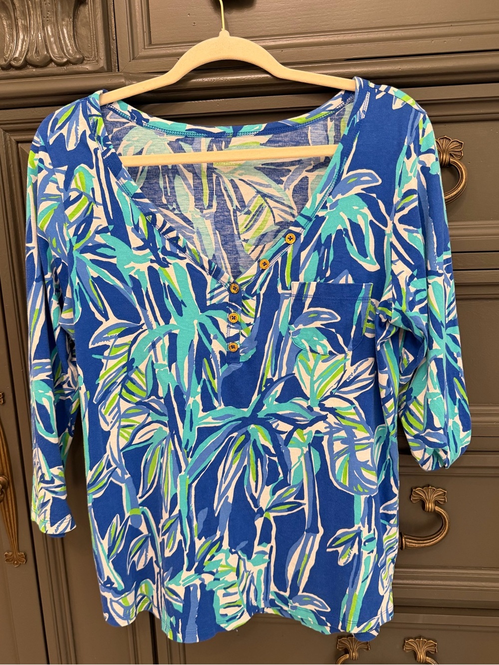 Lilly Pulitzer Blue & Aqua Tropical Top